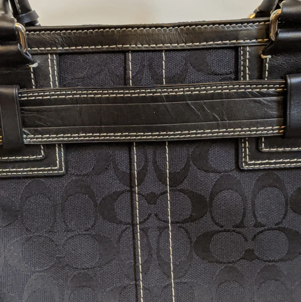 ๐ Coach Signature Hampton Black 10246 Satchel Purse Shoulder Bag Tote - Picture 10 of 15